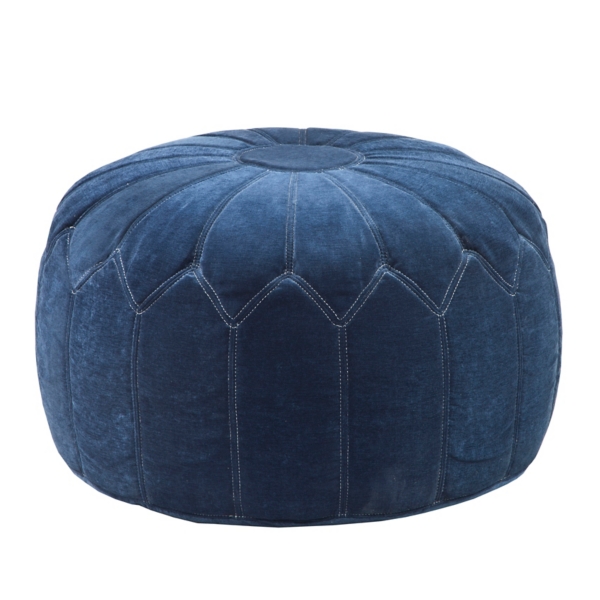 Round Tamara Blue Pouf Kirklands Home