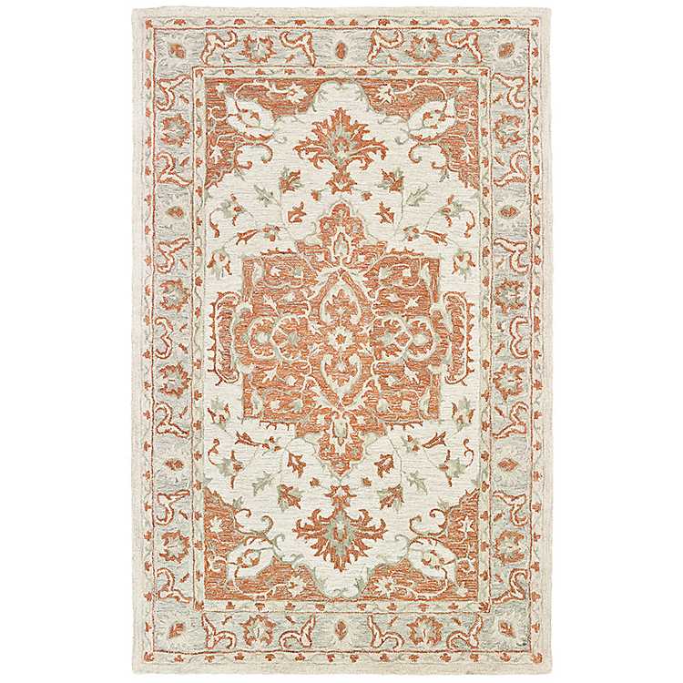 orange wool and cotton traditional area rug 8x10