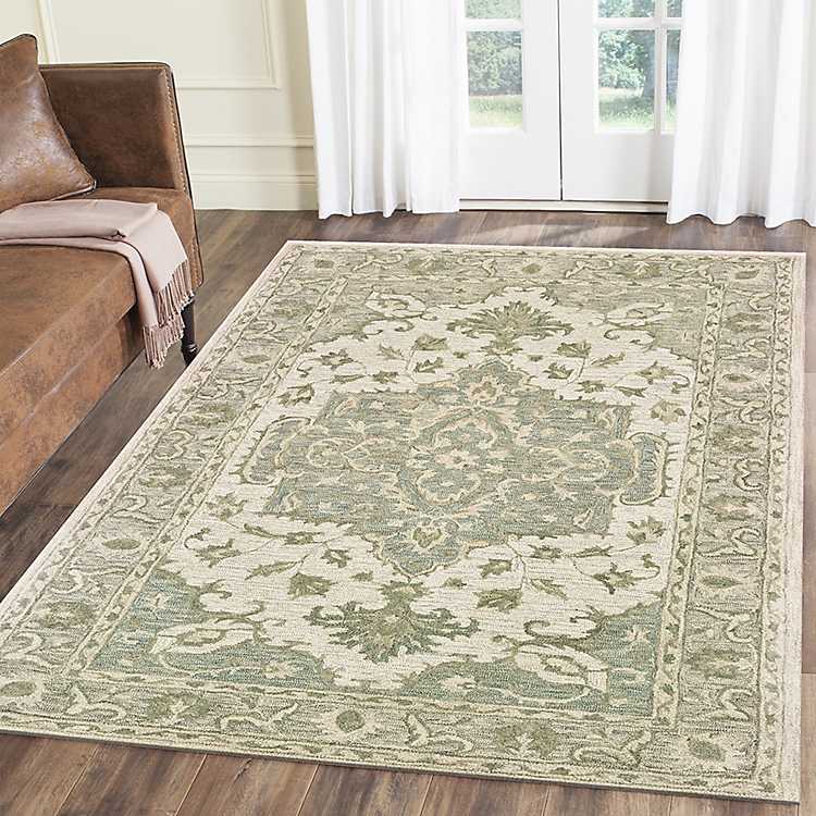 Green Modern Traditions Area Rug 8x10, Green Traditional Area Rugs