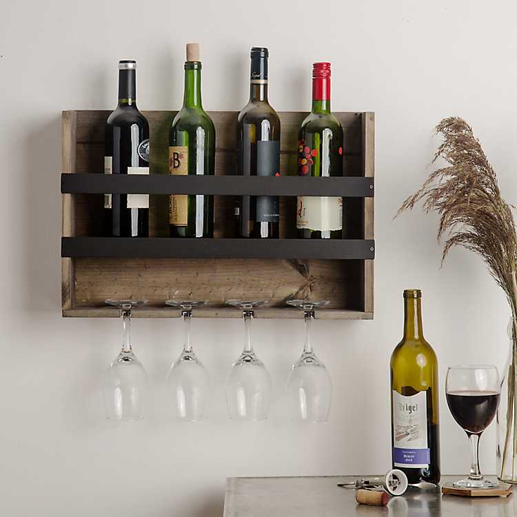 Wooden Bar Wine Rack Wall Shelf Kirklands, Bar Wall Shelves