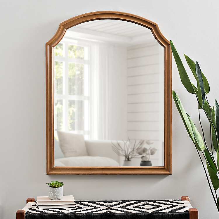 Wooden Arch Wall Mirror 33 75x43 75 In, Wooden Arch Wall Mirror