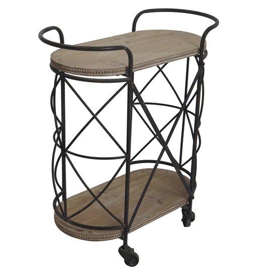 Briar 2Shelf Wood and Metal Rolling Bar Cart Kirklands Home