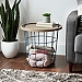 Blue Wire Basket Table with Natural Wood Top