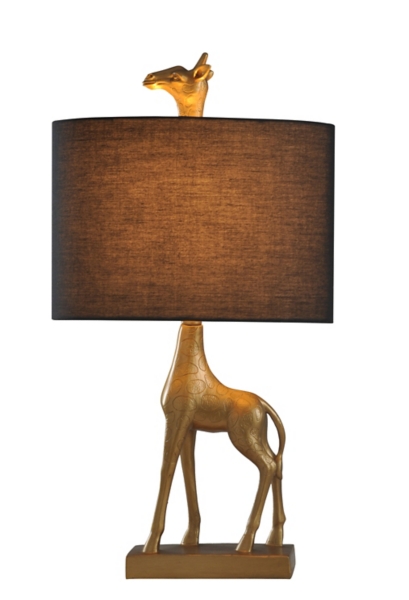 Navy Blue and Gold Giraffe Table Lamp