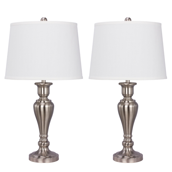 brushed nickel table lamps set of 2