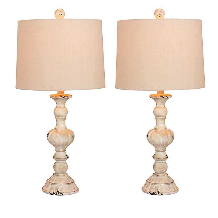 Antique White Candlestick Table Lamps, Candle Stick Lamps