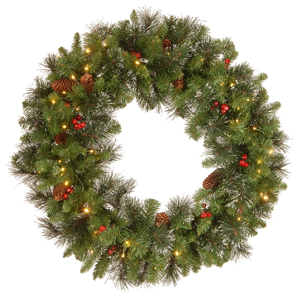 Pre-Lit Traditional Spruce Wreath