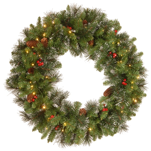 Pre-Lit Traditional Spruce Wreath, 30 in. | Kirklands Home