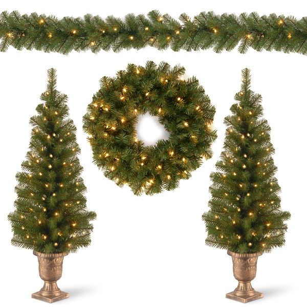 Pre-Lit Natural Pine 4-pc. Christmas Greenery Set | Kirklands Home