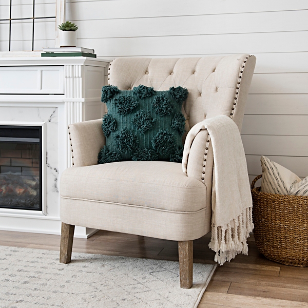 Cream Tufted Accent Chair with Nailhead Trim | Kirklands Home