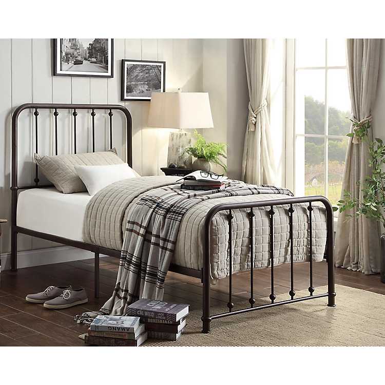 Metal Slat Bronze Twin Platform Bed, Tall Metal Twin Bed Frame