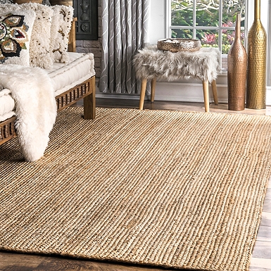 Hand Woven Rigo Jute Natural 9 ft. x 12 ft. Indoor Area Rug