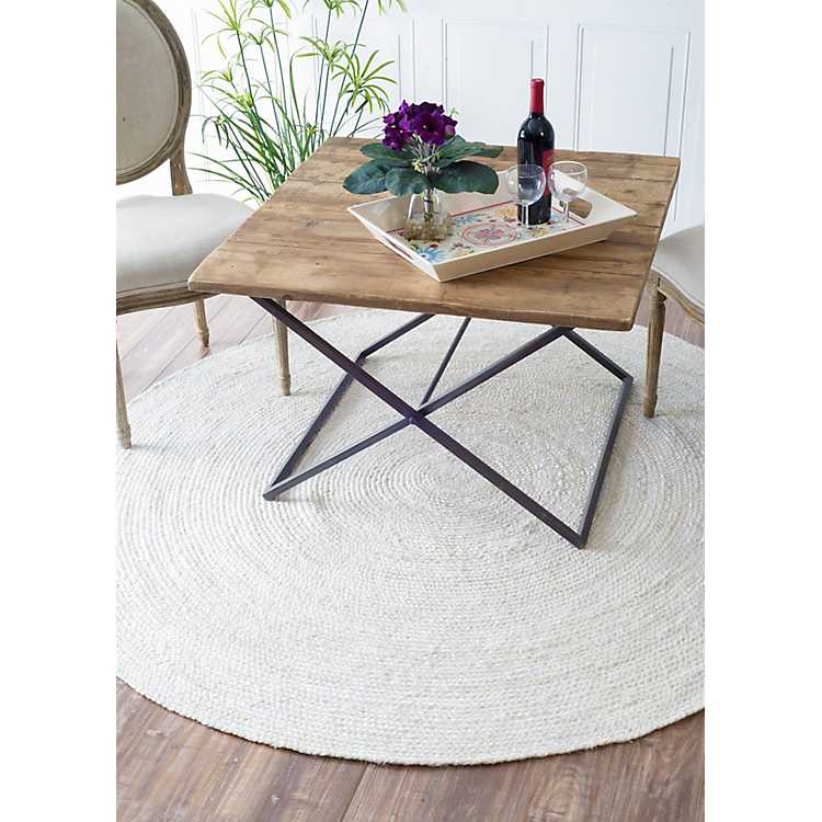 White Reno Woven Round Area Rug 4 Ft, How Big Is A 4 Foot Round Rug