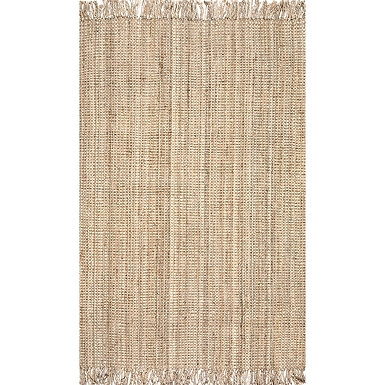 Cream Hand Woven Chunky Loop Jute Area Rug, 7x9