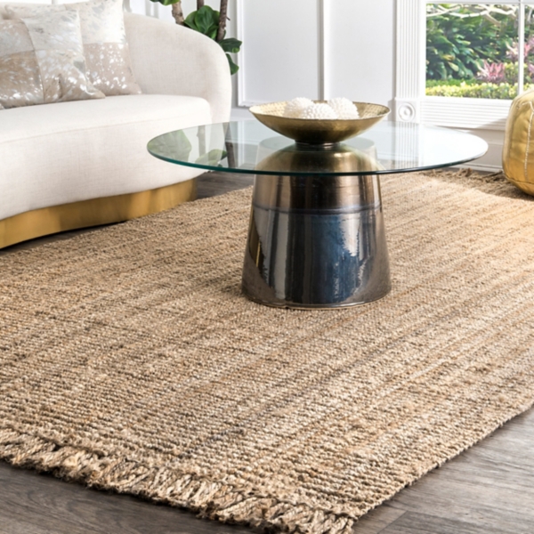 Hand Woven Chunky Loop Natural Jute Area Rug, 7x9