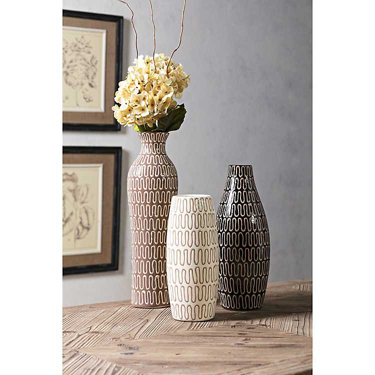 værst coping Fortov Neutral Patterned Vases, Set of 3 | Kirklands Home