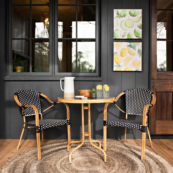 Black rattan bistro discount table