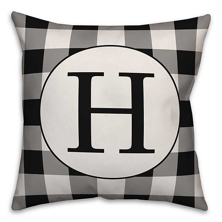 Black Buffalo Check Monogram H Pillow | Kirklands Home