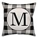 Black Buffalo Check Monogram M Pillow