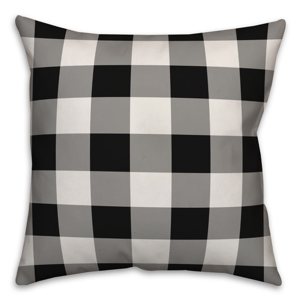 Black Buffalo Check Monogram V Pillow