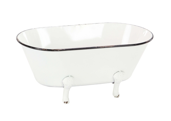 White Enamel Metal Tub Planter Kirklands Home