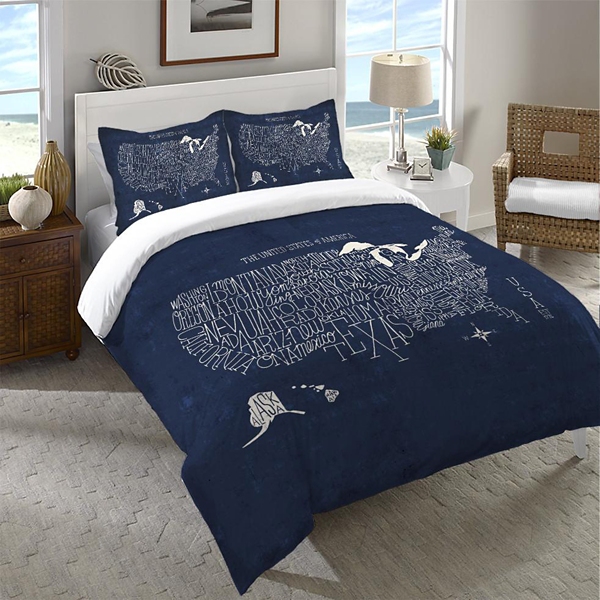 Lettered US Map Blueprint Standard Pillow Sham Kirklands Home
