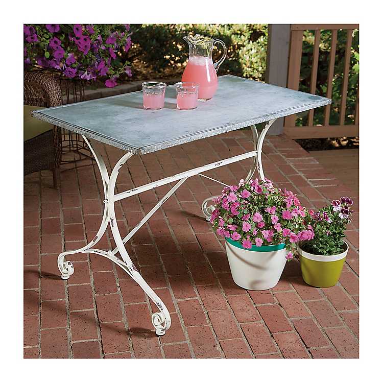 Galvanized Top Distressed Metal Base, Distressed Outdoor Furniture