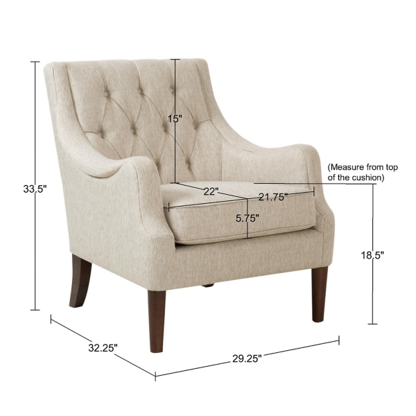 Elle Tufted Beige Accent Chair