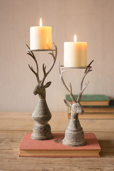 Rustic Deer Candle Holders Set Of 2 Kirklands