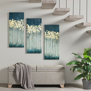  LevvArts 3 Pieces Large Tree Painting on Canvas Modern Blue and  Orange Tree Art Picture Print for Home Living Room Decor Gallery Canvas  Wrapped Ready to Hang 16x32inchesx3pcs: Posters & Prints