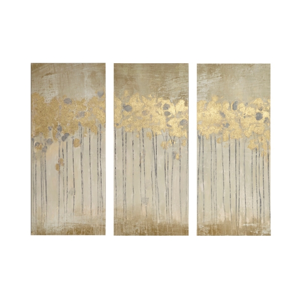 Golden Sandy Forest Canvas Art Prints, Set of 3