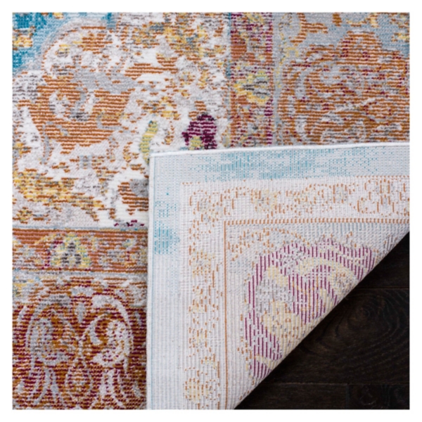 Blue and Orange Arkin Transitional Area Rug, 5x8