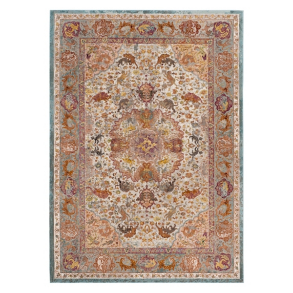 Beige and Orange Arkin Transitional Area Rug, 5x8