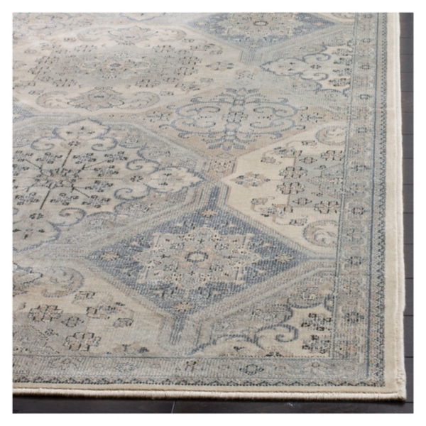 Blue and Cream Vinton Traditional Area Rug, 5x8