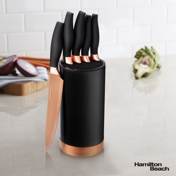  6 Piece Knife Set, 5 Beautiful Rose Gold Knives with Knife  Block, Sharp Kitchen Knife Sets, Multiple Size, All Purpose Kitchen Knives