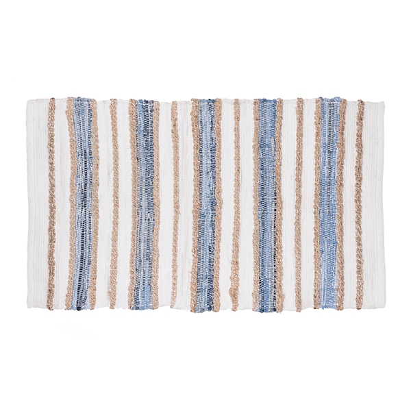 White Denim and Jute Stripe Scatter Rug Kirklands Home