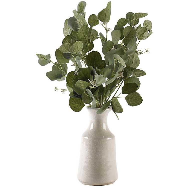 Es Er sorg Silver Dollar Eucalyptus Branches in Bottle Vase | Kirklands Home