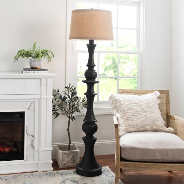 Black and deals wood floor lamp