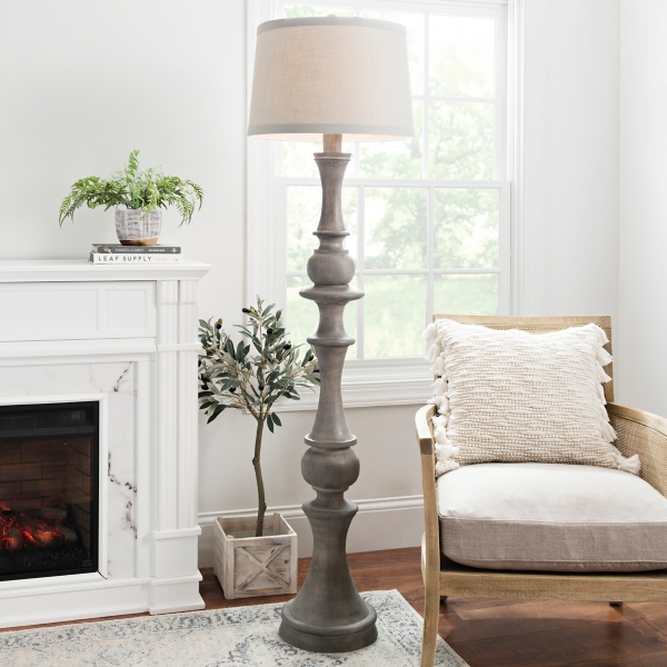 Gray Wood Laney Floor Lamp | Kirklands