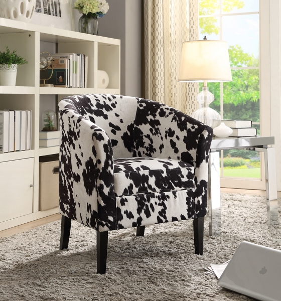 Black and white best sale cow print accent chair