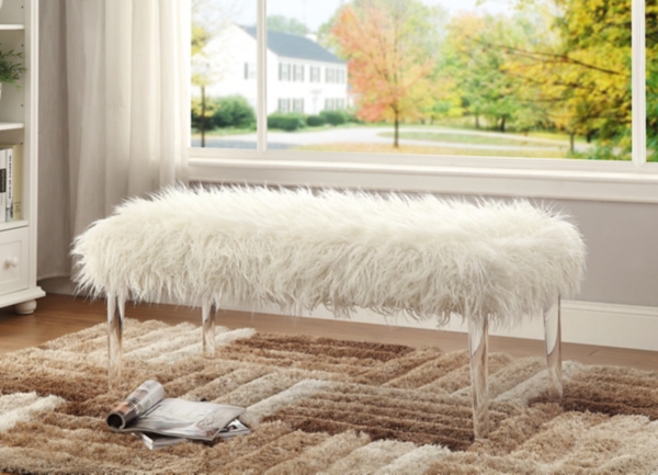 faux fur bench white