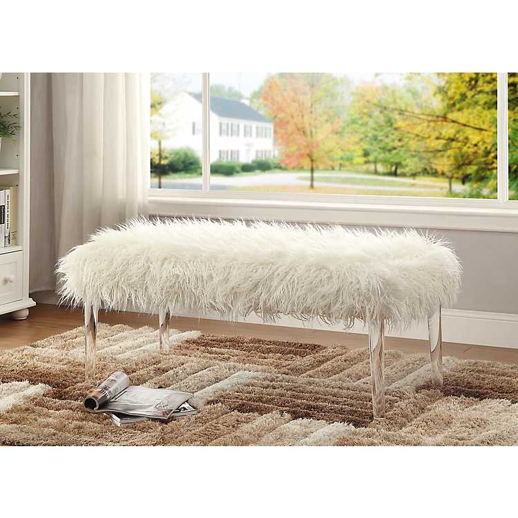 faux fur bench white