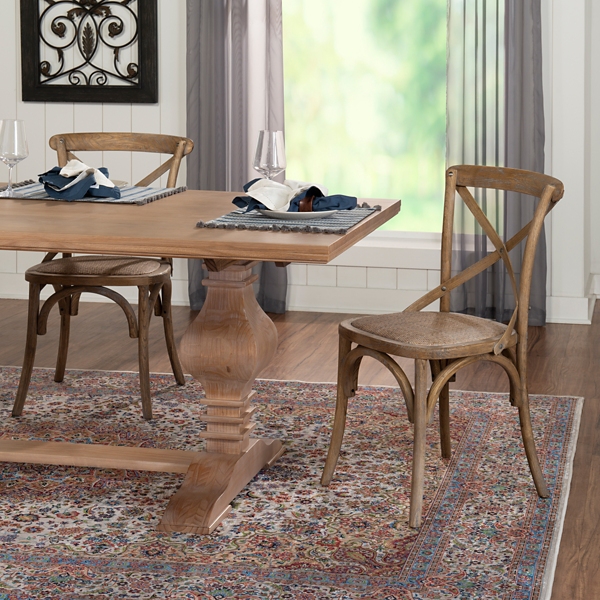 French Country X-Back Dining Chairs, Set of 2