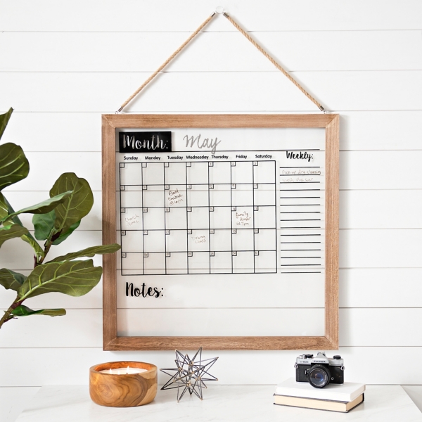 23.5" x 23.5" Details about   Wyeth Monthly White-board Calendar Wood Gray Frame 