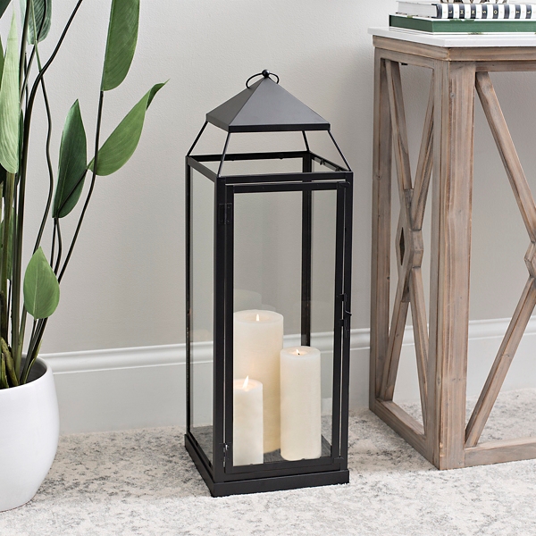 Black Modern Metal Lantern | Kirklands