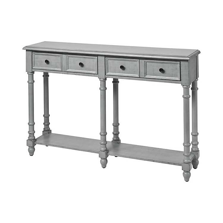 Brielle Gray 2 Drawer Turned Leg, Turned Legs Console Table White