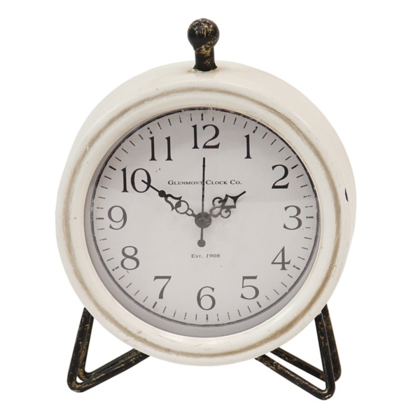 White Tabletop Clock with Metal Base Kirklands Home