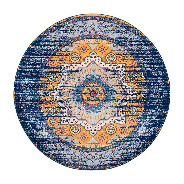 Navy Manning Round Area Rug 7x7 Kirklands