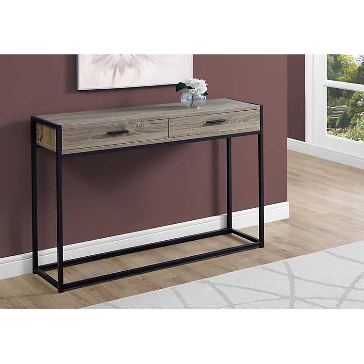 Black Metal Hall Console Table, Long Black Metal Console Table