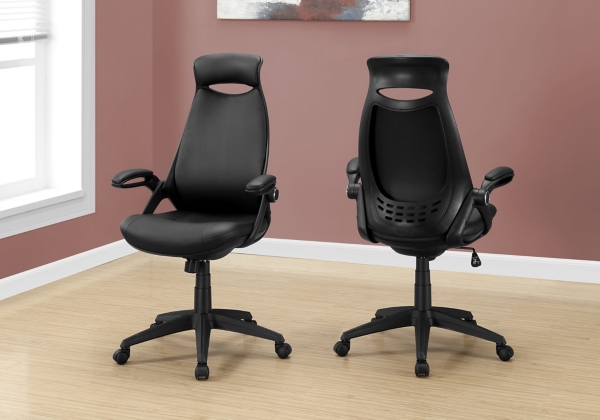 Black LeatherLook Adjustable High Office Chair Kirklands Home